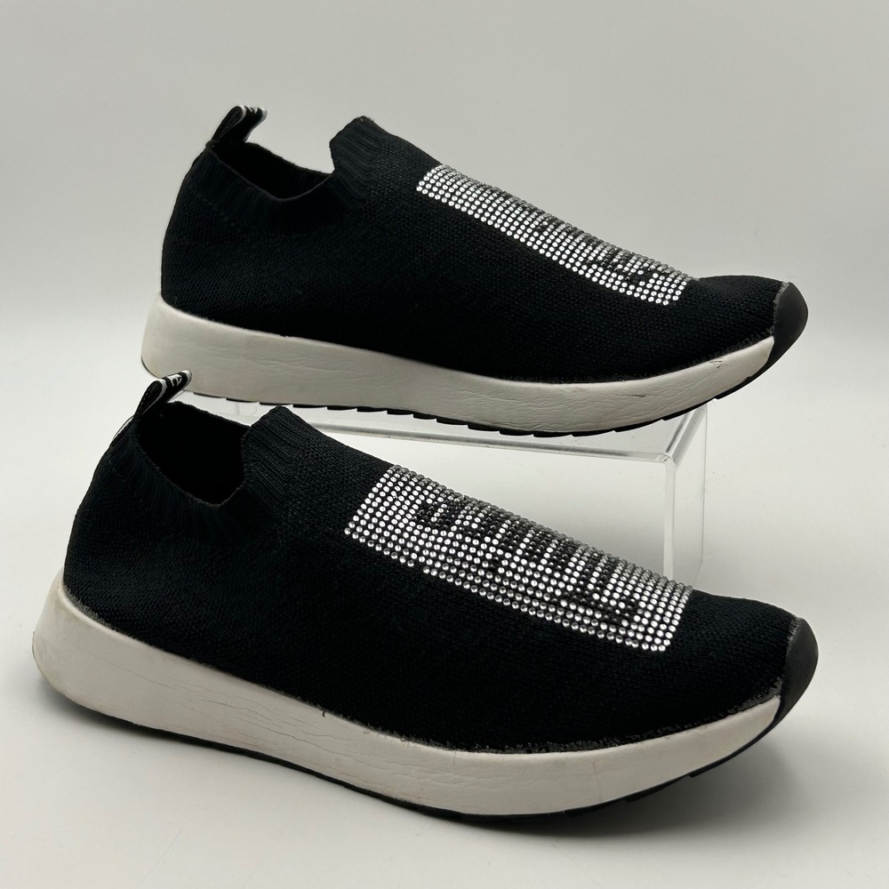 Juicy Couture Sneaker Womens Black Rhinestone Logo Slip On Sock Y2K McBling